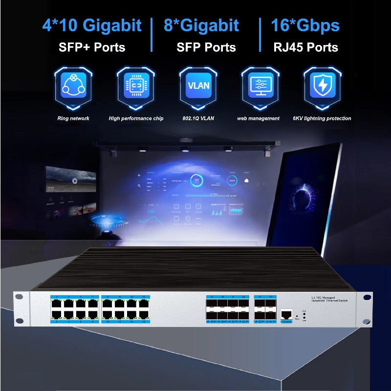 16 RJ45 Portlu Endüstriyel Yön - Sfp+ 10G Managed Switch 8 Port incelemesi ve fiyatı